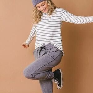 Albion Long Sleeve Tee Venice Womens XS Striped T Shirt Top High Low Hem